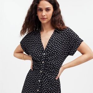 Button front midi short dress in floral